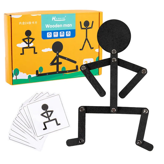 Figurine en bois jeu de cartes Montessori