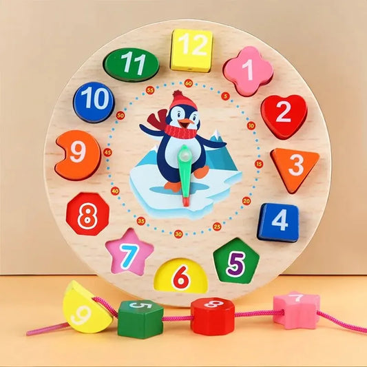 Horloge en bois Montessori pour bébés